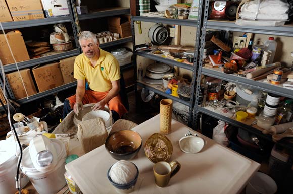 ROD WRIGHT IN HIS POTTERY STUDIO AT HIS ELLICOTT CITY HOME