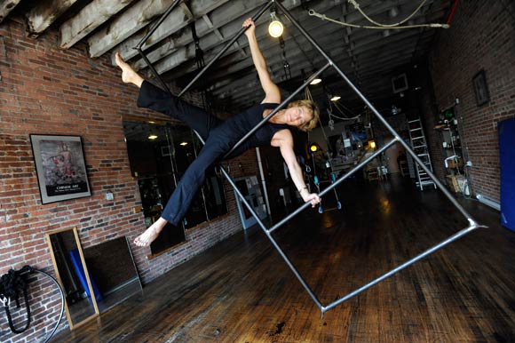 Mara Neimanis, artistic director of In-Flight Theater, at her studio