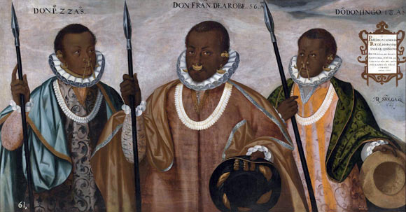 Los tres mulatos de Esmeraldas by Andr�s S�nchez Galque, 1599