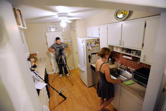 Filmmaker Matt Barry sets up a scene for "A Simple Misunderstanding"